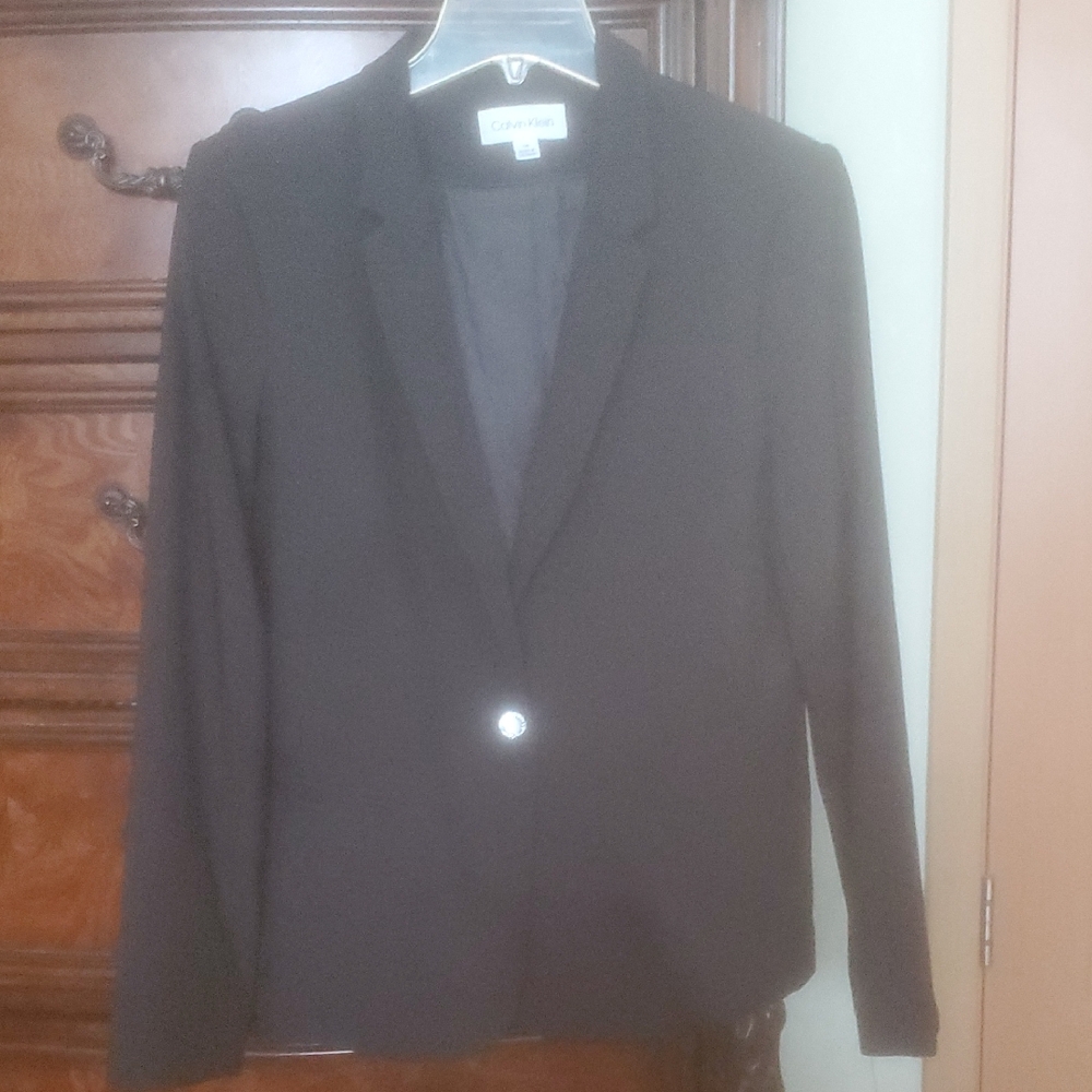 Calvin Klein Black Single-Button Women's Blazer In Size 14